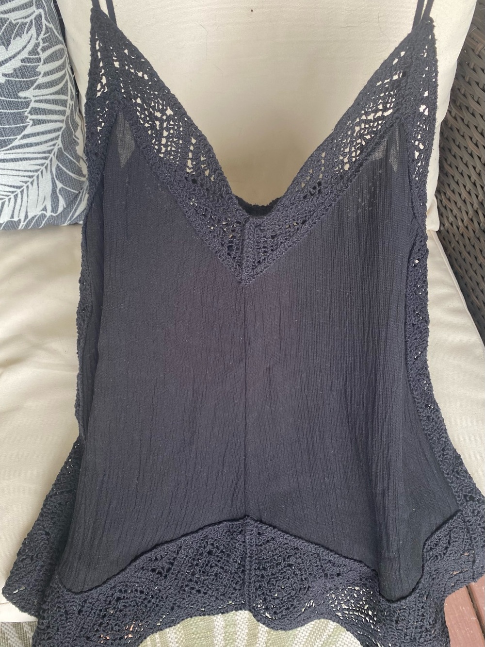 Massimo Dutti Black Crochet-Trim Camisole Tank